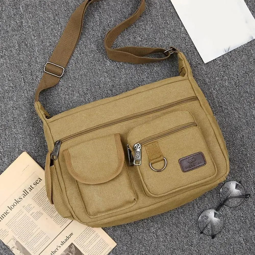 Borse a tracolla da uomo in stile coreano Borsa a tracolla in tela multifunzionale di grande capacità All-match con borsa quadrata semplice tascabile