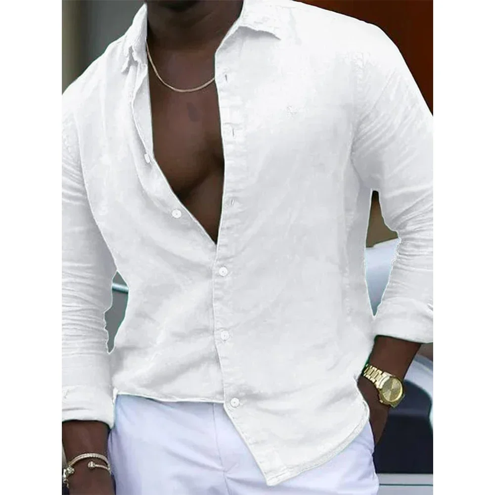

Mens Casual Shirt Long Sleeve Loose Blouse Band Collar Button Down Shirts Tops for Holiday Green White Pink Light blue