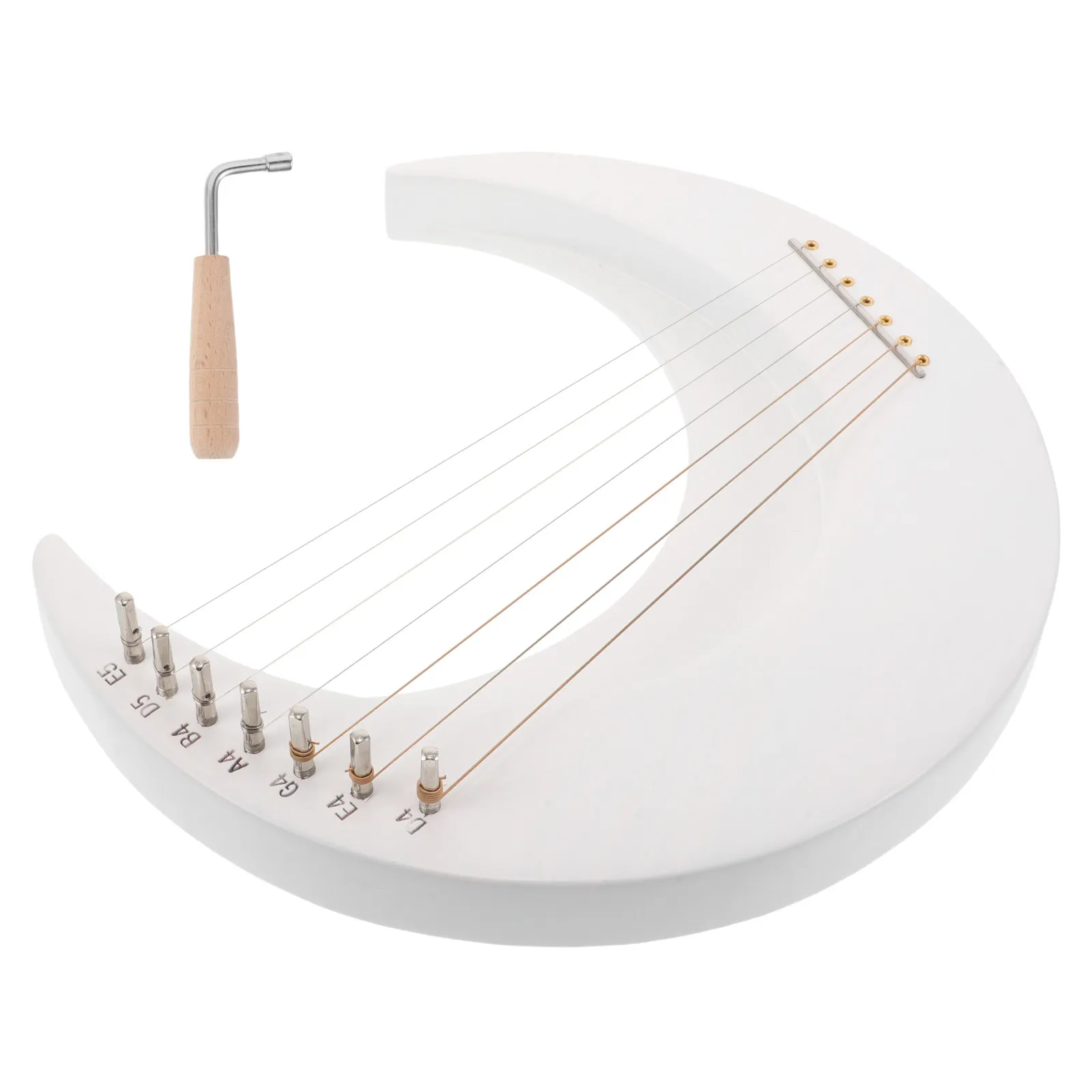 

Moon Lyre Harp 7 String Wooden Crescent Shape Compact Portable Mini Harp for Beginners Music Practice Home Travel Music Lover