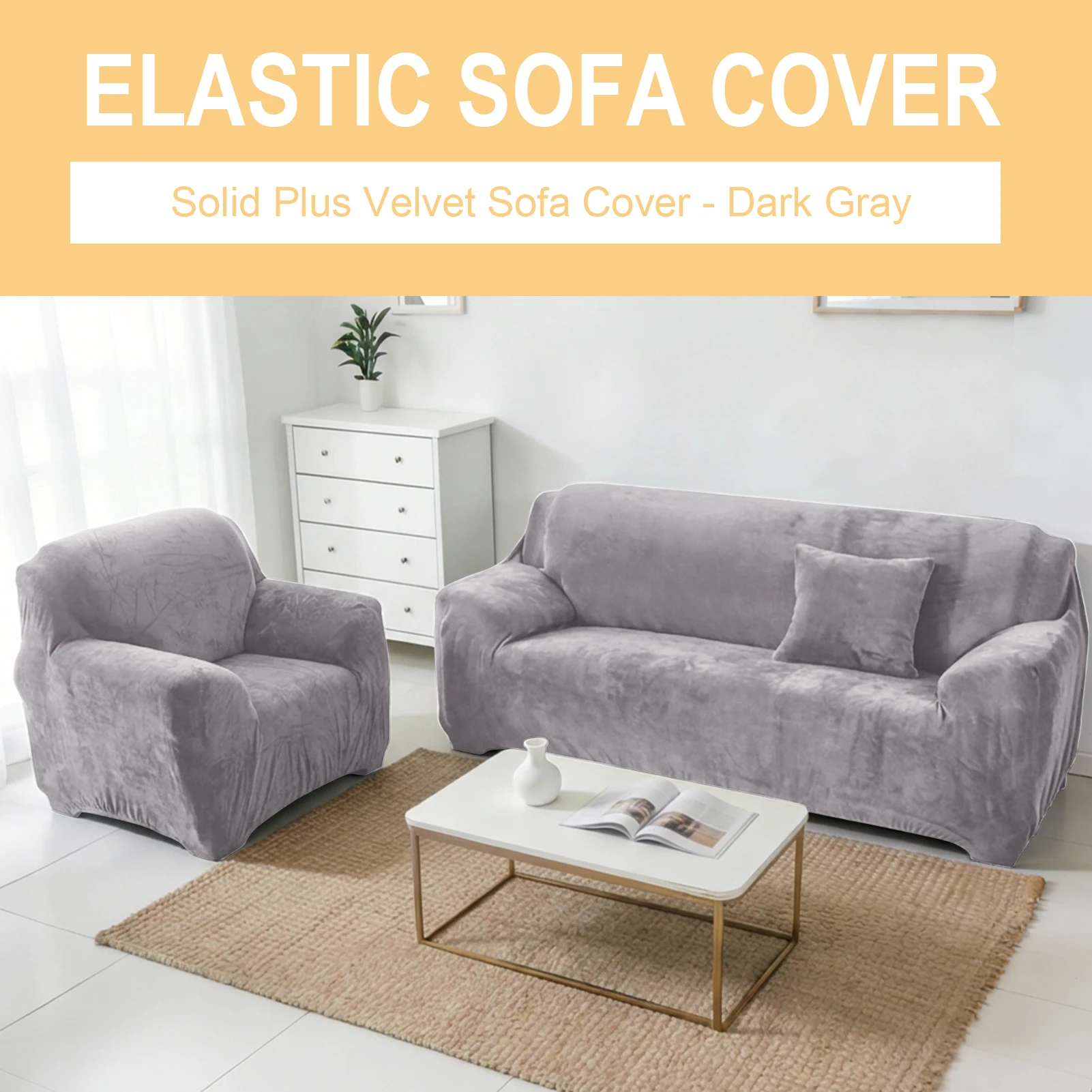 Soft Velvet Sectional Couch Covers Luxury Plush Slipcovers with Elastic Bottom for L Shape Sectional Sofa Pet Friendly Protector