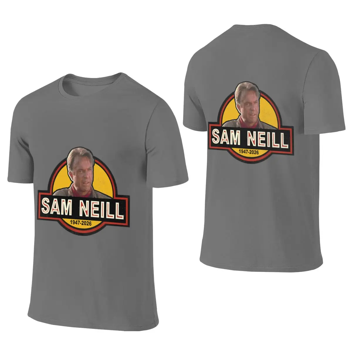 Sam Neill Street Reversible T-shirtMinimalist Style Classic Colors Short Sleeve