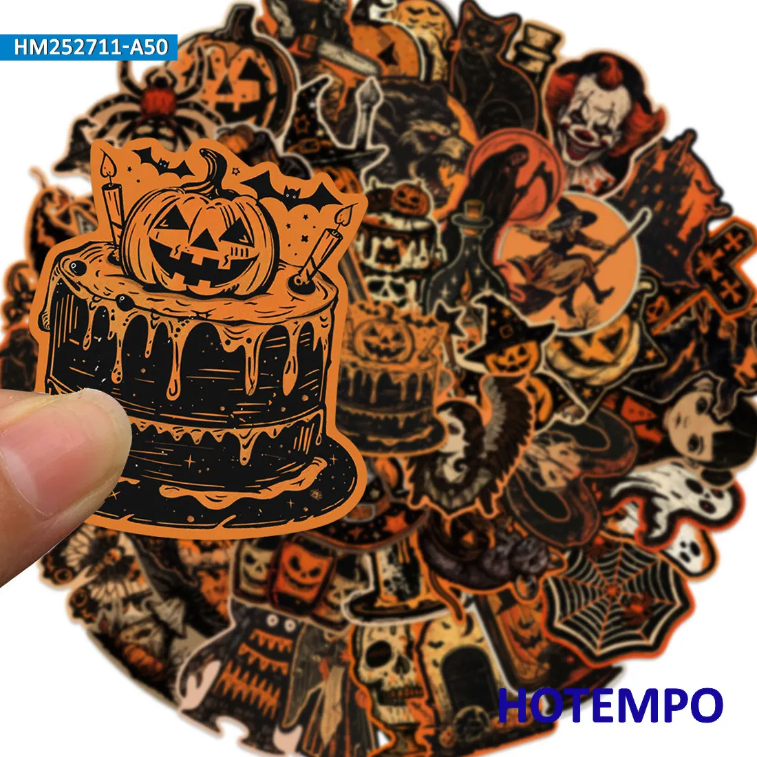Horror Halloween Stickers Set, Witch Monster Ghost Demon Pumpkin, for Laptop Car Phone Motorcycle, Fun Sticker Pack, 20/30/50PCS
