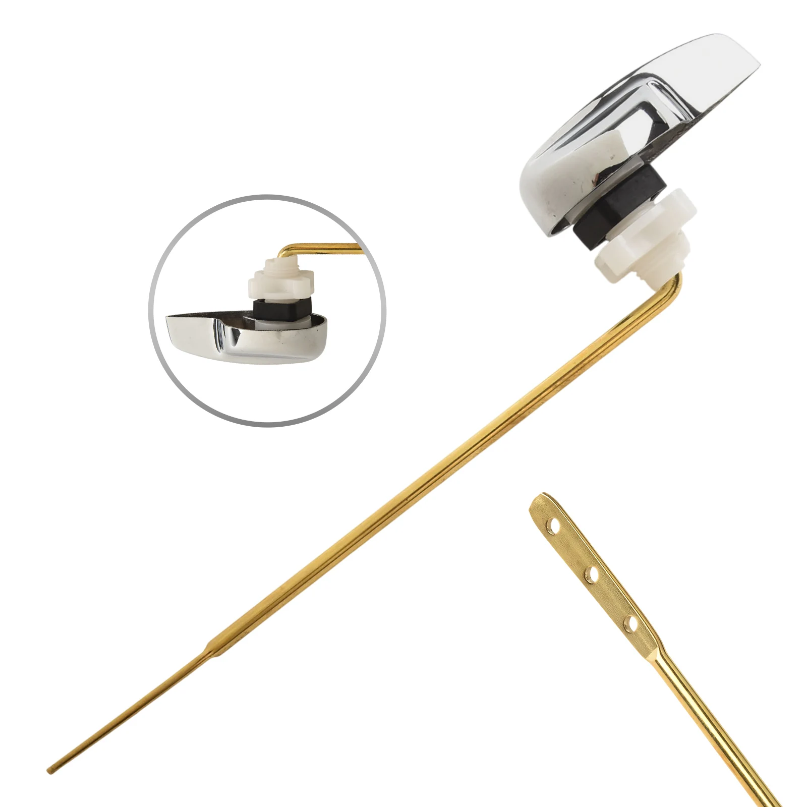 مجموعة مقبض كروم بديلة لخزان المرحاض فعالة مناسبة لمعظم المراحيض من مادة سبائك الزنك #5