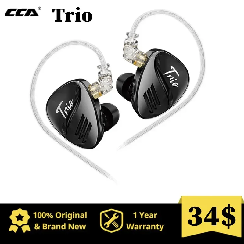 

CCA Trio in Ear HiFi Earphone 3DD Dynamic High-end Tunable Earphones Monitor Headphone Cancelling Earbuds Bass Headsets