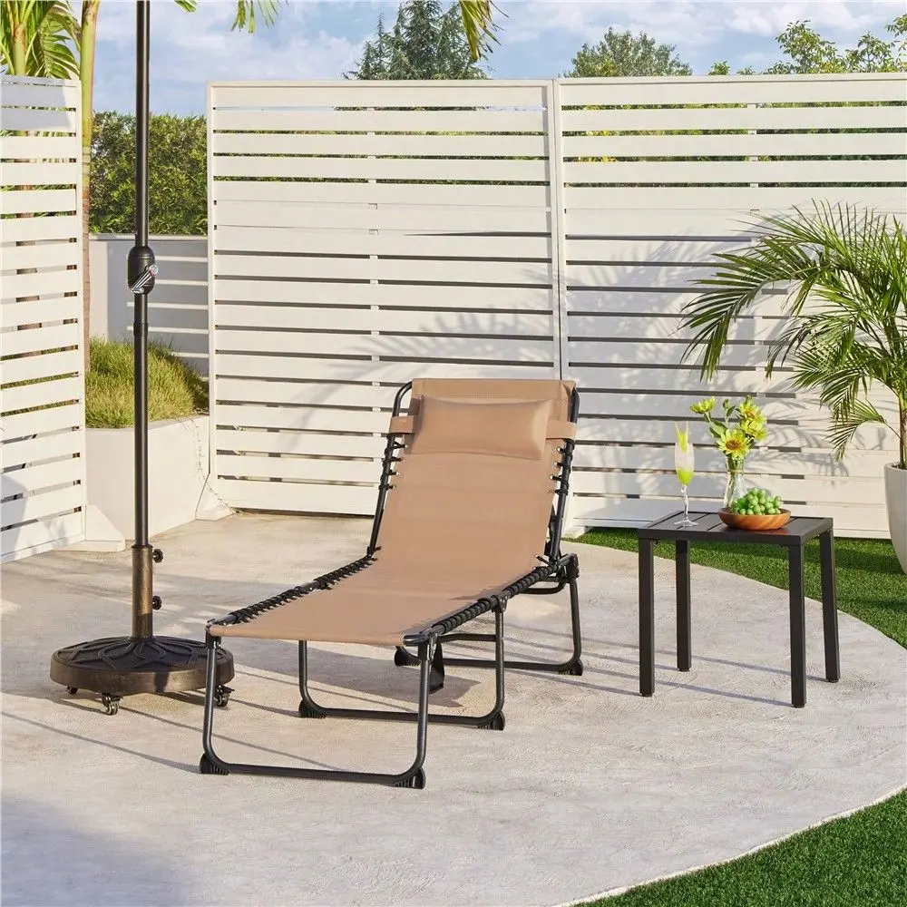 

Outdoor Folding Tanning Chair 5Position Adjustable Tanning Chairs Portable Beach Lounger Portable Sunbathing Chairs Folding Lou