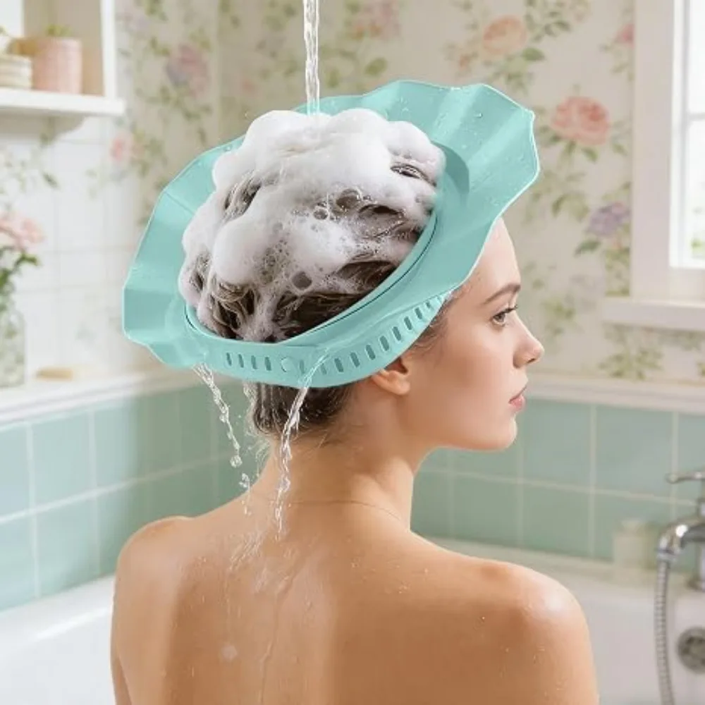 Adjustable Silicone Hair Washing Visor Hat for Elderly Adults Ear Protection Shower Water Shield Cap Prevent Water Into Eye Ears