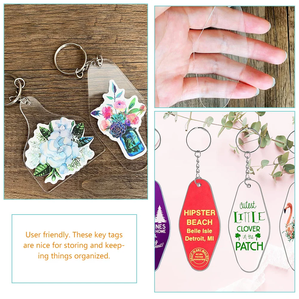 30 set Blank Acrylic Keychain Key Tags For Diy Pendant Decor Unique Key Ring Label Id Tag Hanging Ornament Blanks For Hotel