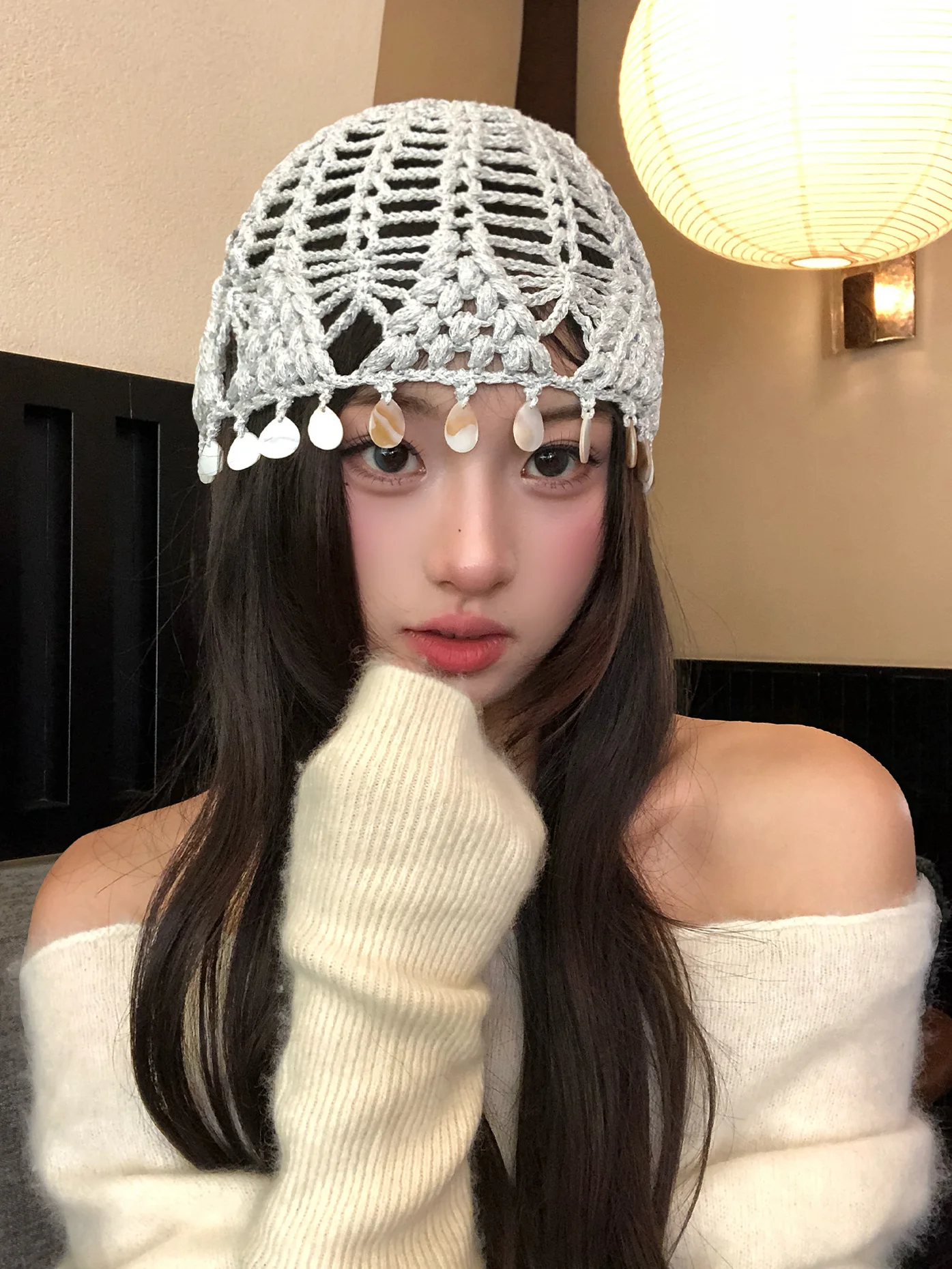 Early Autumn 2026  Tassel Knitted Hat Breathable Unique Design Net Eyelet Cap for Women Casual Style Non-Adjustable Knit...