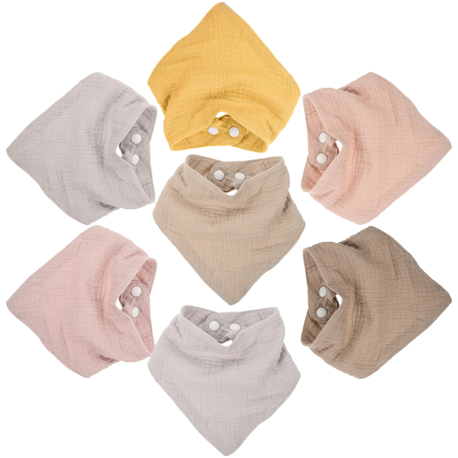 7 個のコットンベビーよだれかけセット小型ユニセックス再利用可能なよだれかけよだれ保護食事時間食事高齢者用調節可能なスナップバックル
