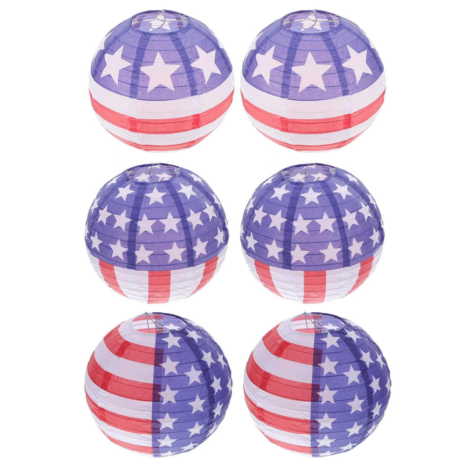 

6Pcs American Flag Lanterns 12Inch Foldable Paper Party Decoration Festival Hanging Lanterns Holiday Scene Layout Decor