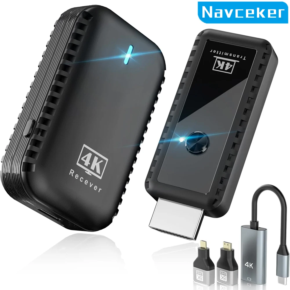 

Navceker 5GHz Wireless HDMI Transmitter Receiver 4K 30Hz 1080P HDMI Wireless Video Transmission Extender 100ft Wireless HDMI Kit