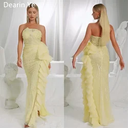 Customized Prom Gown Evening Dearin Strapless Column Floor Length Skirts Fold Bespoke Occasion Dresses Saudi Arabia Formal Dress