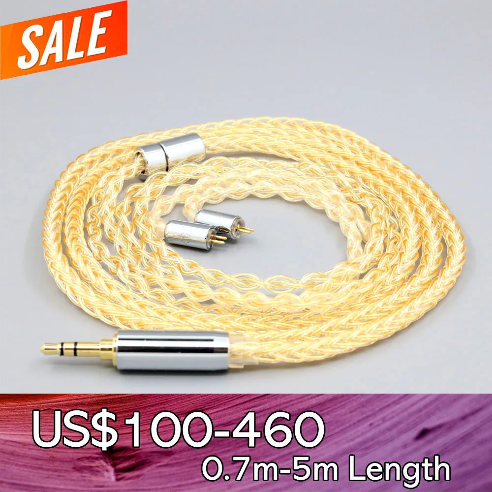 

8 Core 99% 7n Pure Silver 24k Gold Plated Earphone Cable For 0.78mm Flat Step JH Audio JH16 Pro JH11 Pro 5 6 7 2pin LN008426