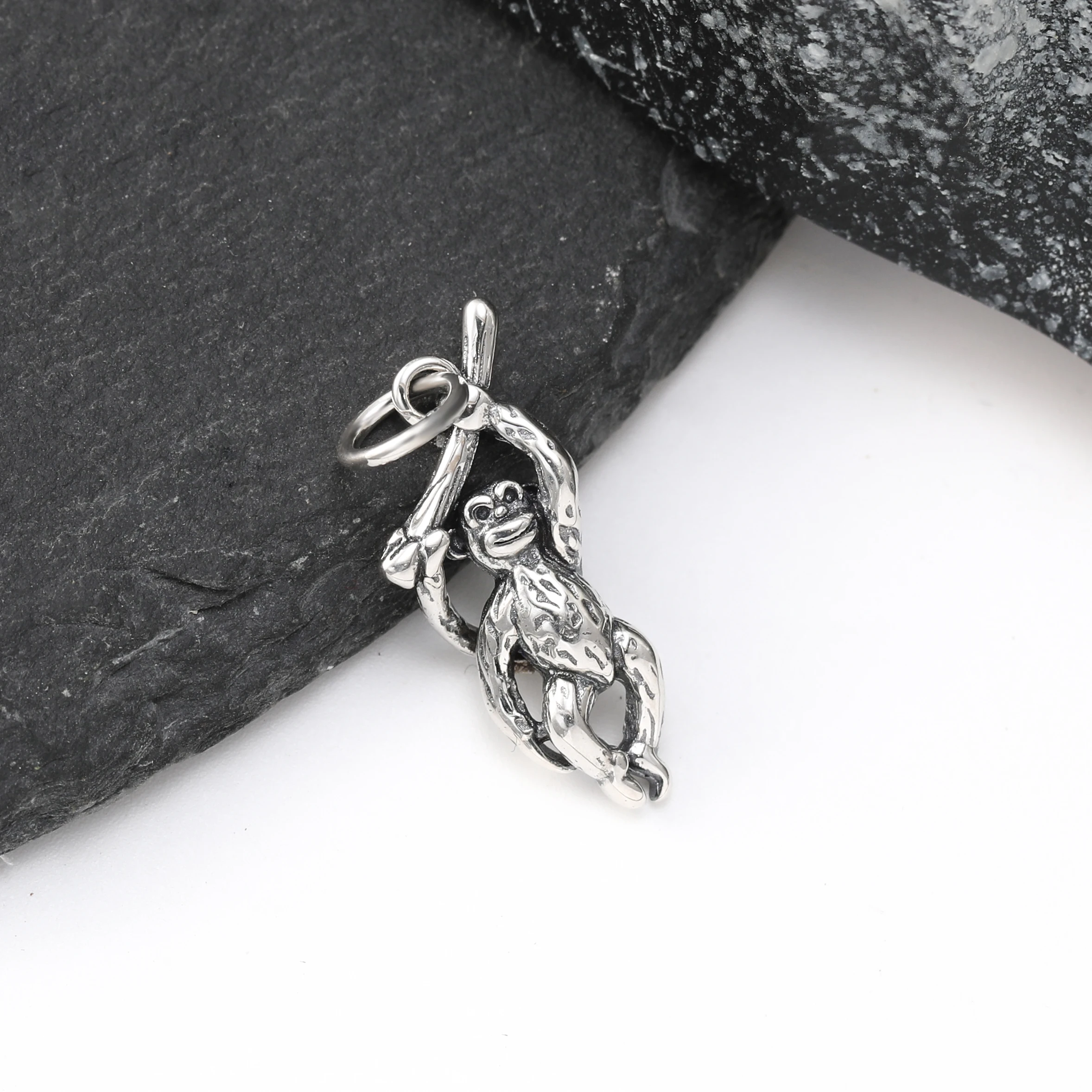 

DJ454 genuine 925 sterling silver fashionable animal vintage pendant monkey charm pendant DIY silver jewelry