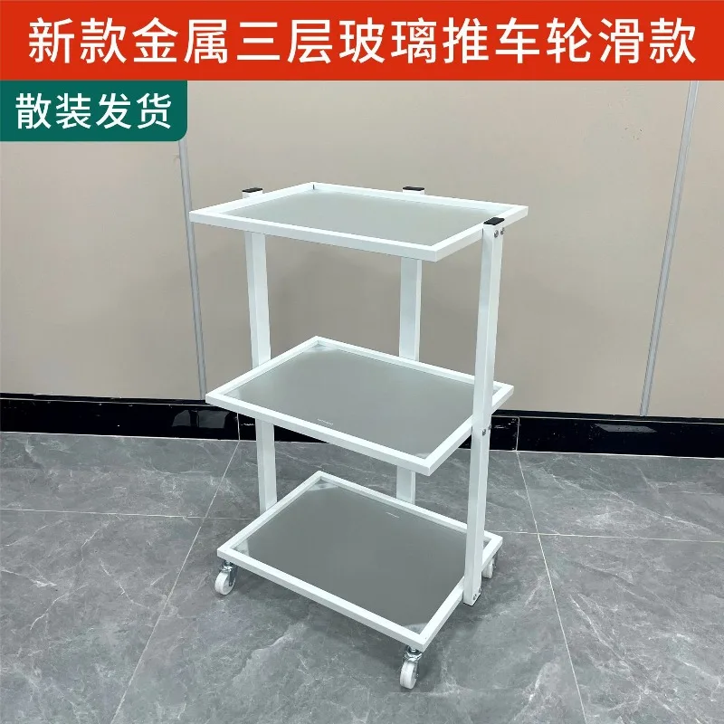 New hair tool cart Beauty barber shop special glass cart Hair beauty nail studio shelf