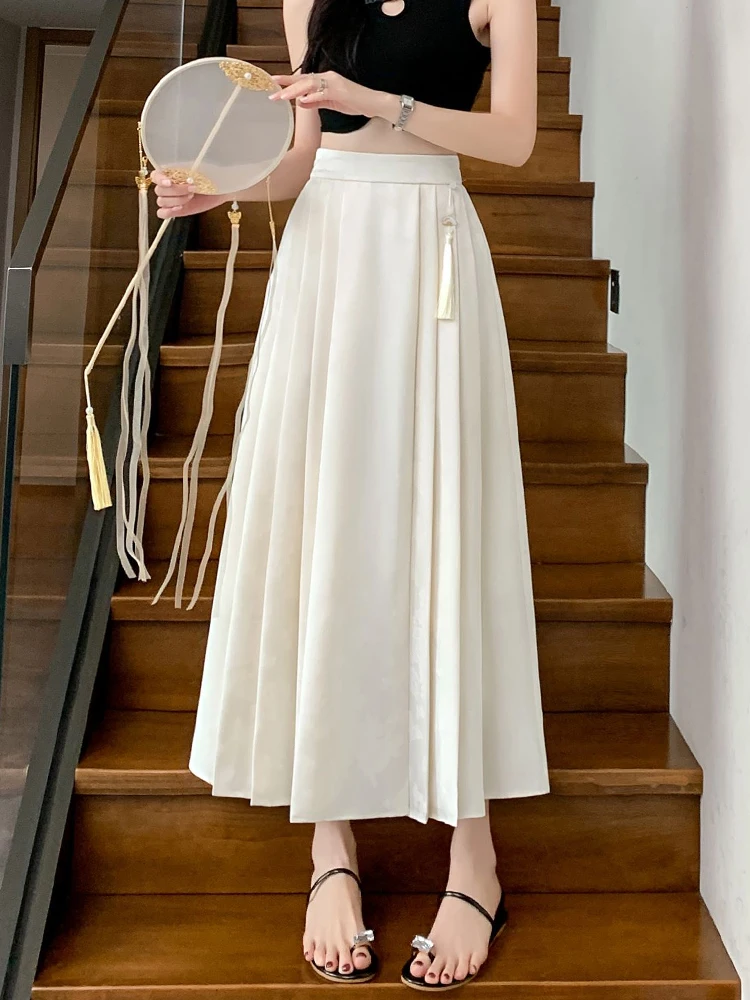 New Chinese Style Black Half Skirt Women's Summer Improved Version National Wind Tang Dress Skirt High Waist Draping Gored Skirt