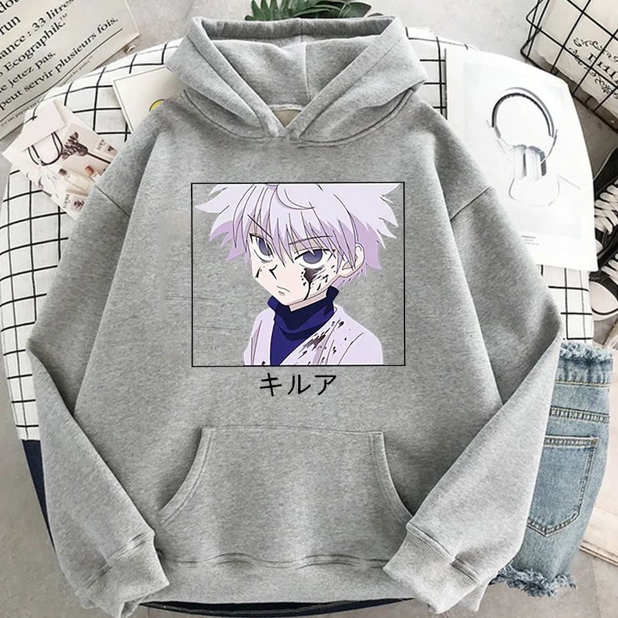 Japón Anime Hunter X Hunter Killua hombres mujeres sudaderas con capucha anime Harajuku de talla grande sudadera con capucha Casua lunisex Sudadera con capucha