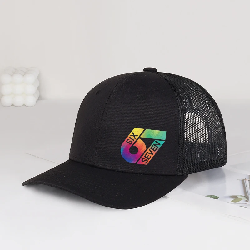Rainbow 67 Six Seven Print Mesh Trucker Hat Adjustable Unisex Gift For Number Fans