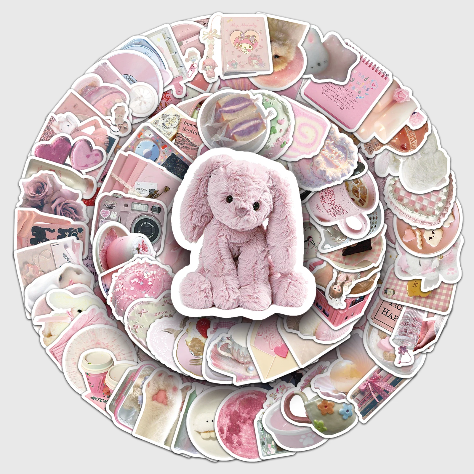 

103Pcs Pink series Cartoon Cute Waterproof Sticker Skateboarding Snowboard Retro Vinyl Sticker