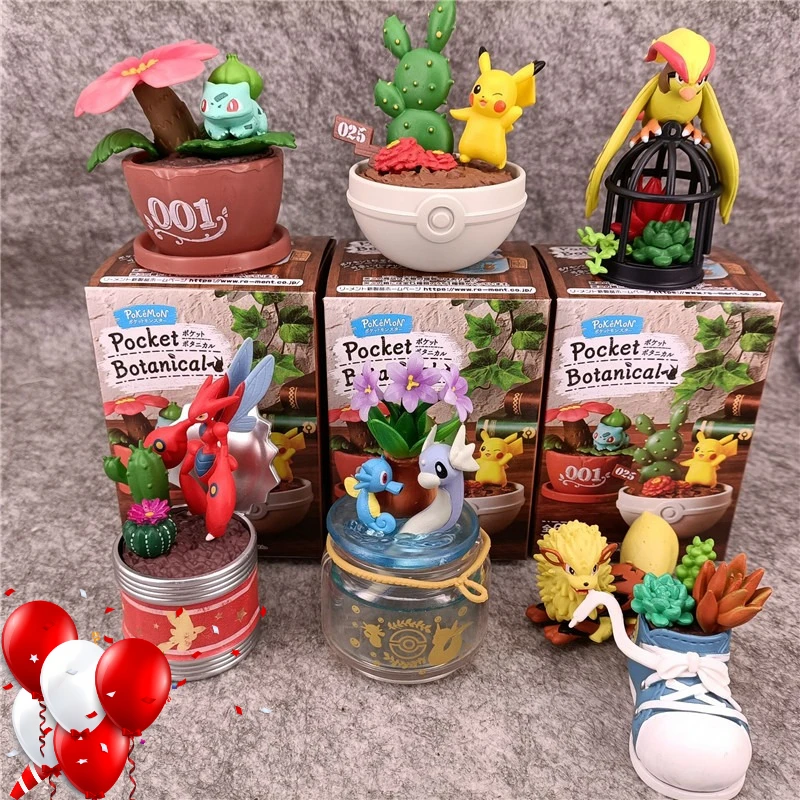 

Слепая коробка с покемонами и 6 горшечными растениями, эльфийские миниатюрные пейзажные украшения, детские рождественские подарки