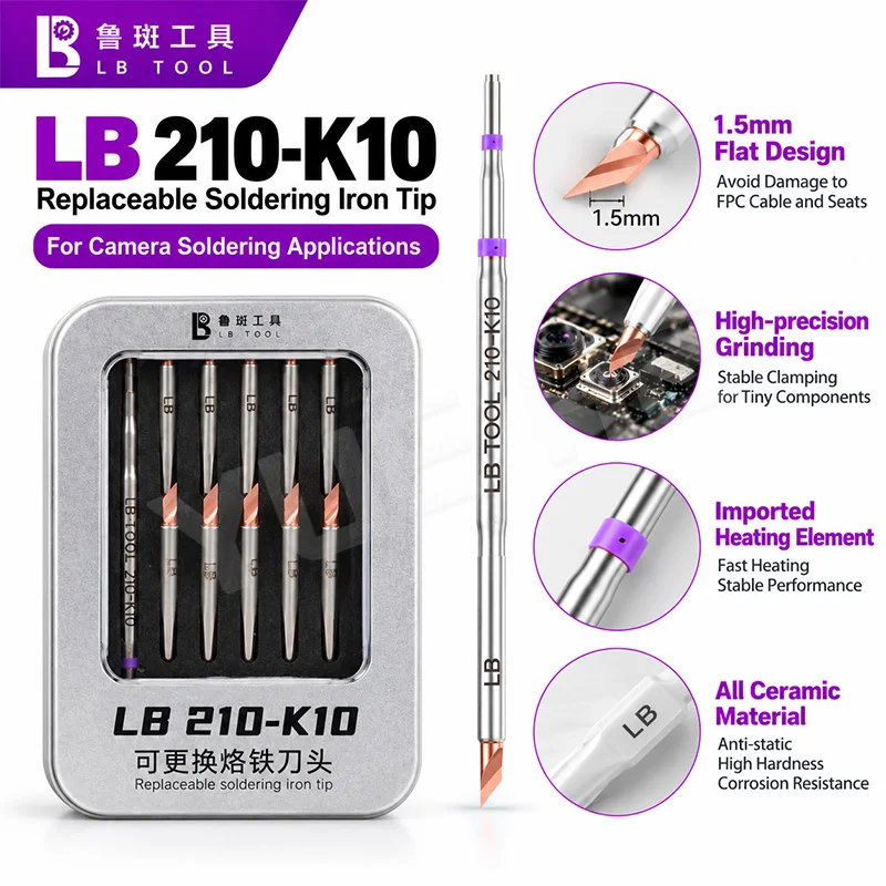 LB TOOL 210 K10 Welding Tip Kit Replaceable Soldering Heads Good Thermal Tips For Mobile Phone Camera Maintenance Repair Tools