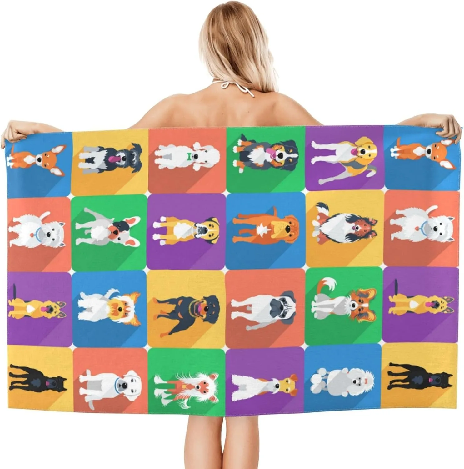 Cute Dogs pattern Beach Towel for Family stuff friends Gifts Quick-Dry Towel For Bath Yoga Tourism Beach GYM Camping Swimming