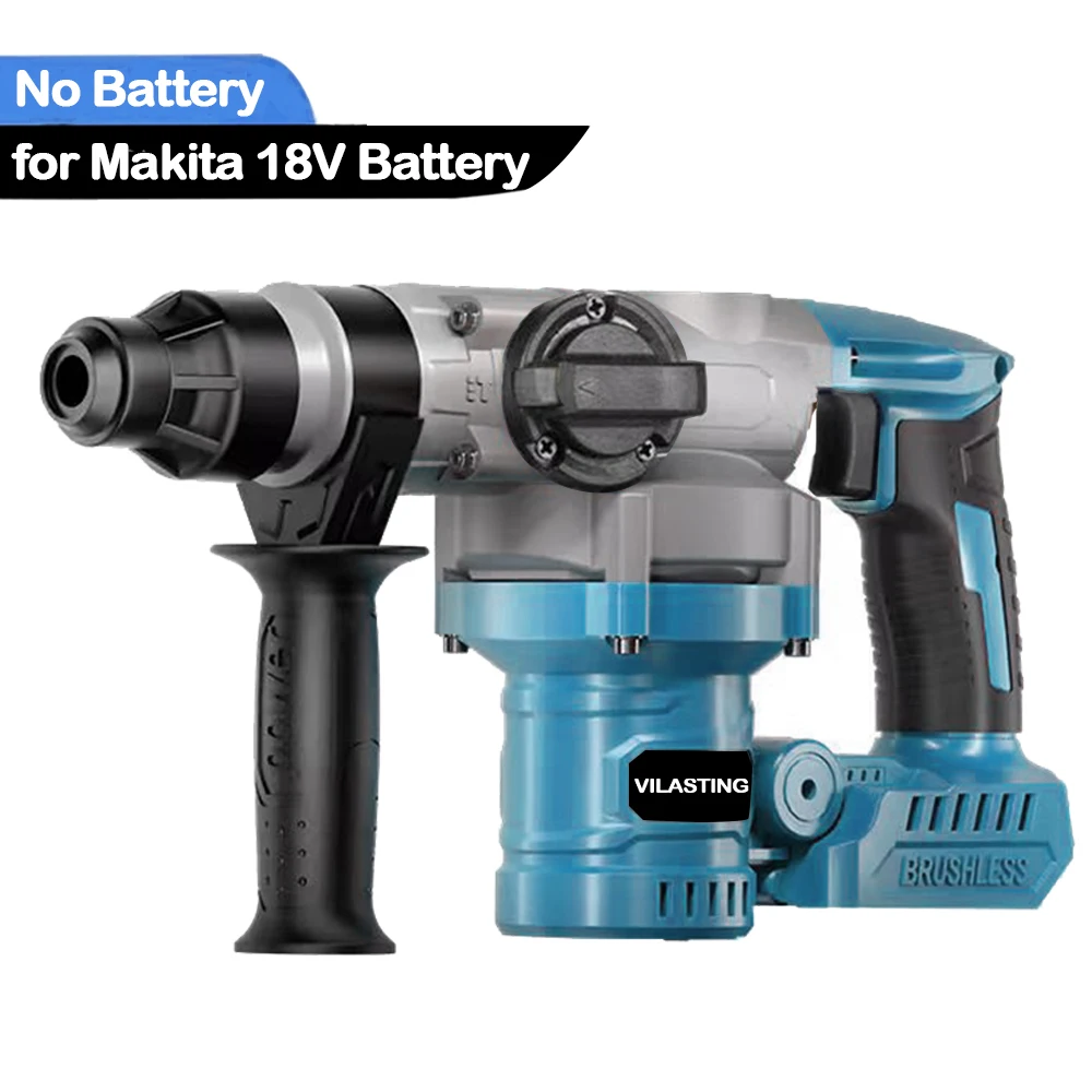 26MM Brushless Electric Heavy Duty Hammer Multifunctional Rotary Cordless Rechargeable Power Tools Fit Makita 18V Battery