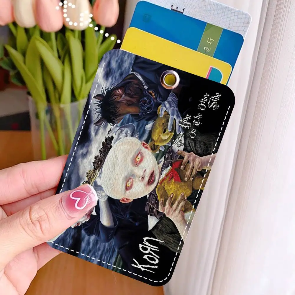 روك باند كورن بدون عنوان ديلوكس 1 قطعة حافظة بطاقات الوصول حافظة بطاقات جلدية المفاتيح حلقة رئيسية باب الوصول العلامات حافظة بطاقات الهوية المفاتيح