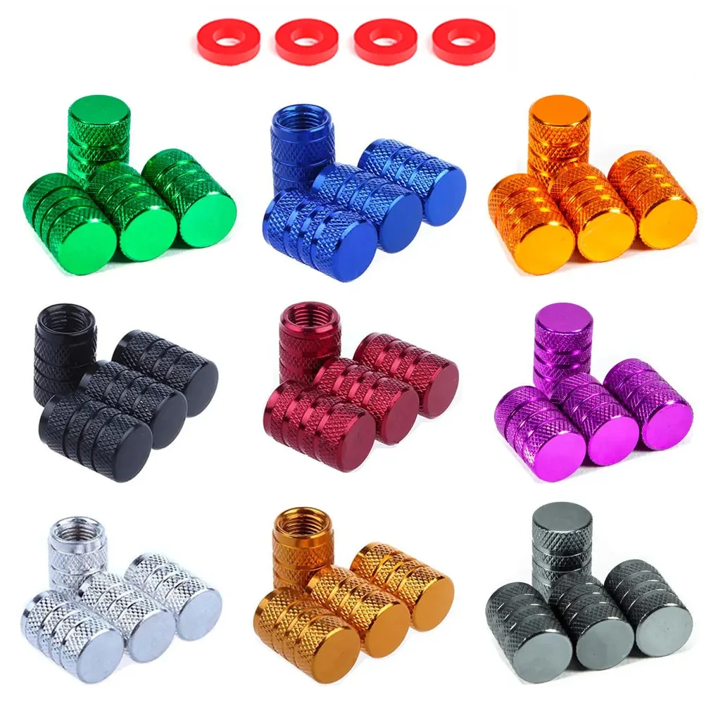 

4pcs Knurling Style Tire Valve Cap Aluminum Silver Car Tire Valve Stems Cap Tire Wheel Stem Air Valve Cap Tire Valve Caps