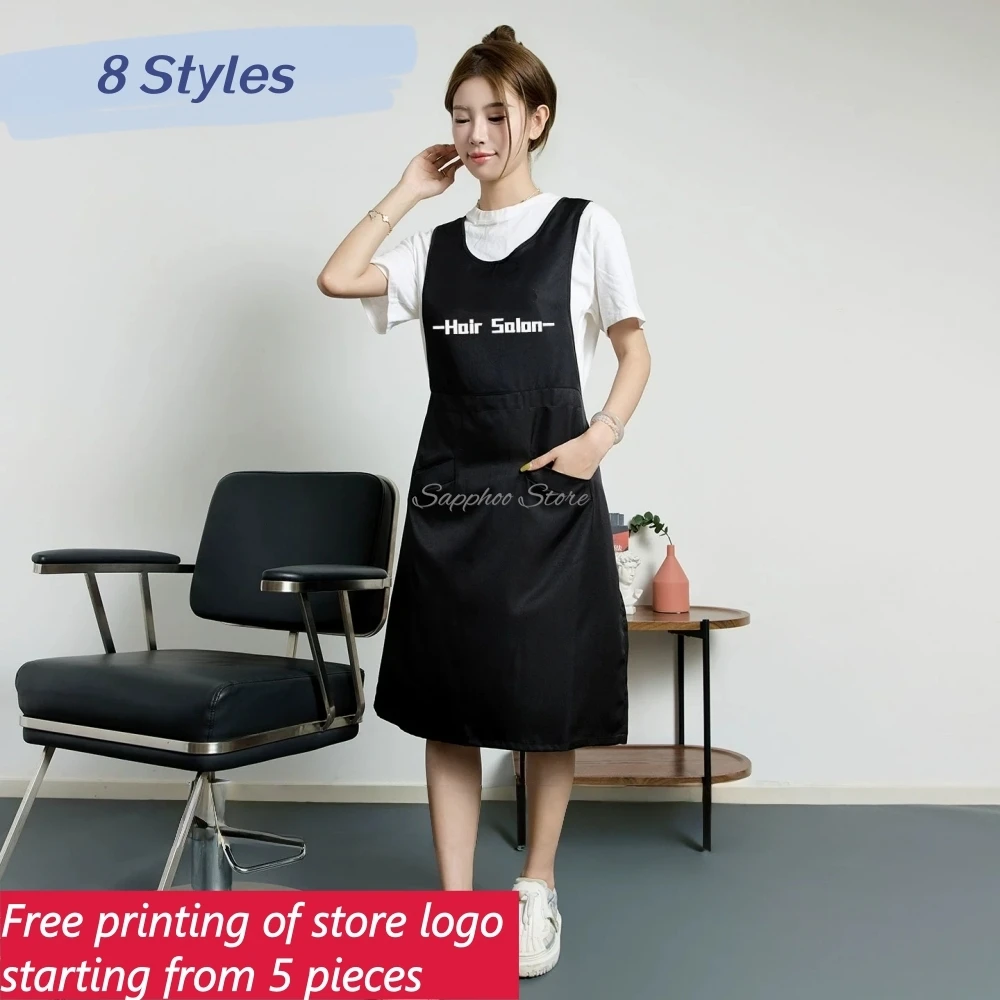 

Barber Hair Uniform Salon Hairstylist Apron Washable Waterproof Pro Nylon Crepe Hairdressing Overalls Custom Logo 8 Styles