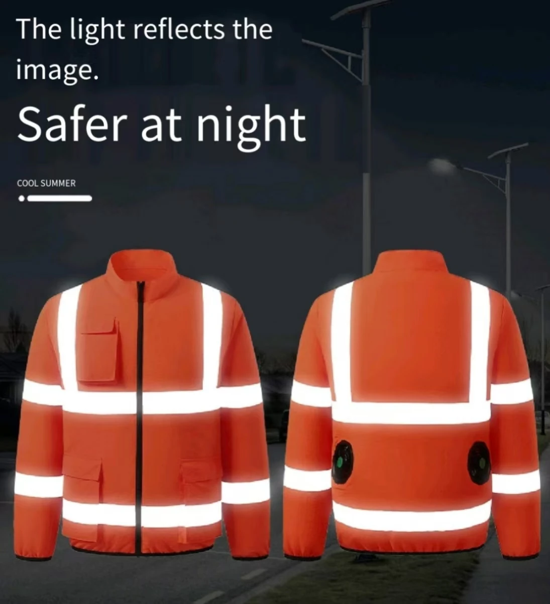 شرائط عاكسة صيفية جديدة للرجال والنساء، ملابس عمل خارجية، ملابس مكيفة مع مروحة، تبريد وسكتة حرارية