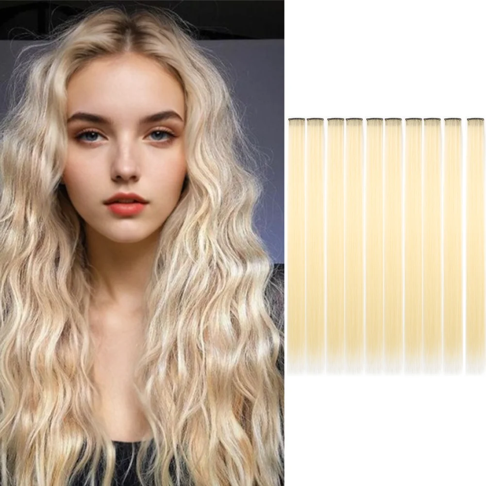 10PCS/Pack Colored Party Highlights Clip in Hair Extensions