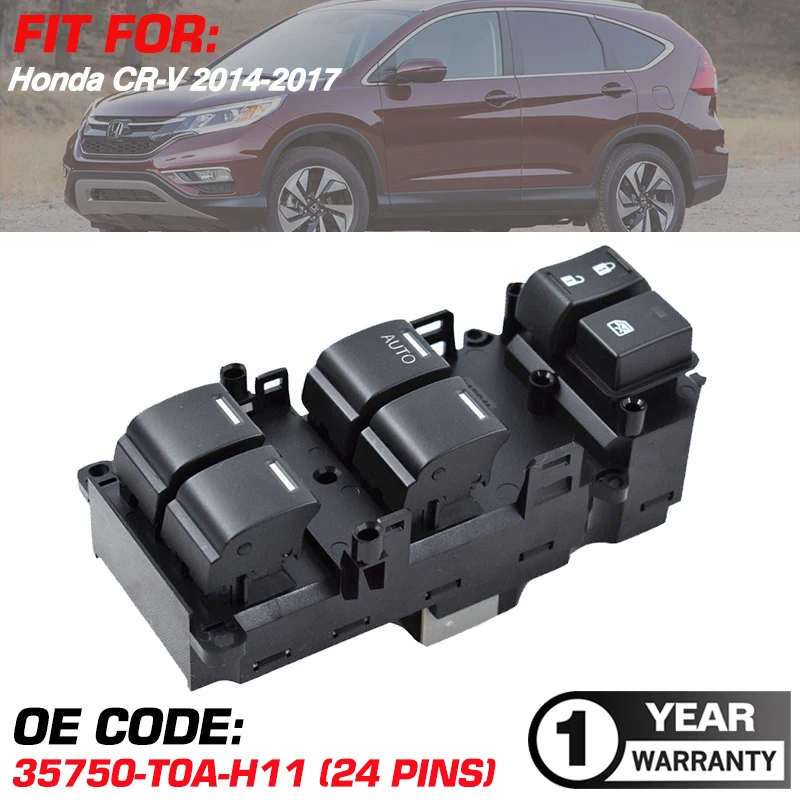 Front Left Electric Power Master Window Control Switch 35750-T0A-H11 For Honda CR-V CRV 2014 2015 2016 2017 35750T0AH11 24 Pins