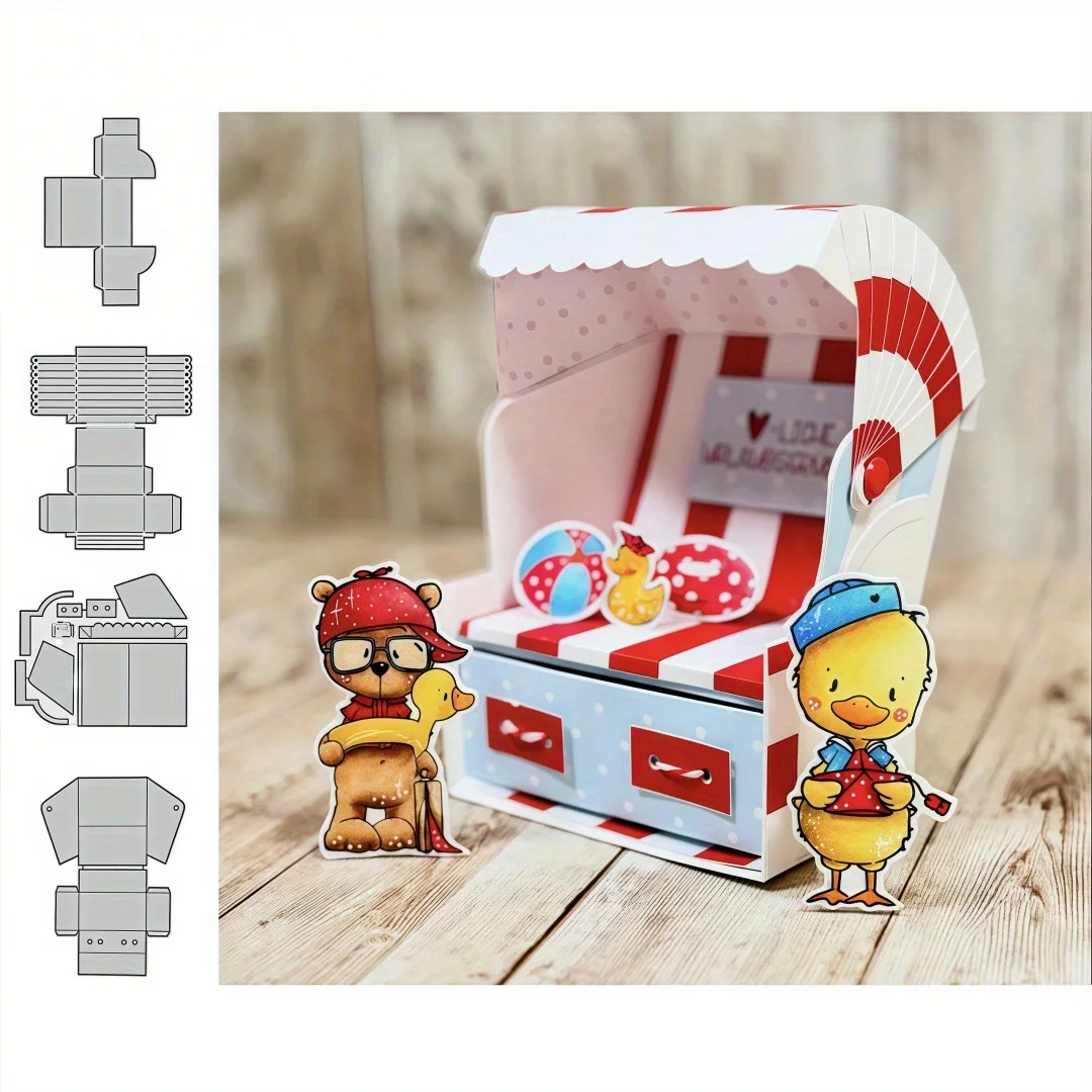 Neue 3D-Strandstuhl-Stanzform, perfekt für nautische Geschenkverpackungen, Sommer-Tischdekorationen, Urlaubsgrüßungen und Scrapbooking