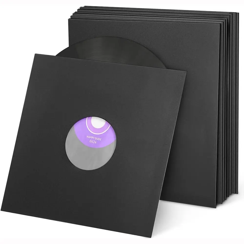 New Black White Vinyl Records Sleeve 7/10/12inch Paper & Poly Lined LP Record Cover Vinyl Outer Sleeves