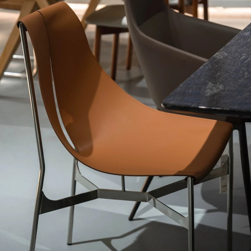 Chair Stainless steel medieval Italian minimalist home restaurant modern minimalist designer backrest chair