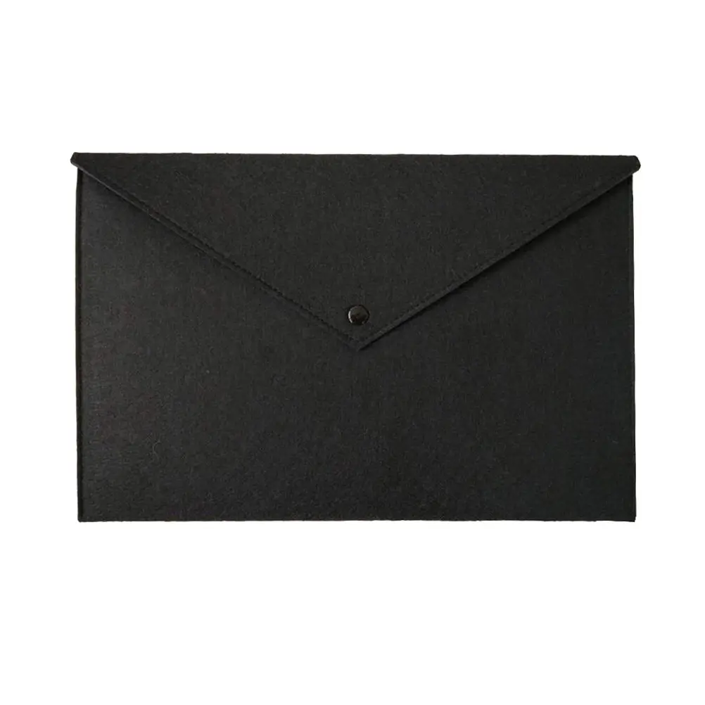 

Felt File Folder Black A4 Size Button Closure Document Organizer For Office School Home Storage Bag Holder