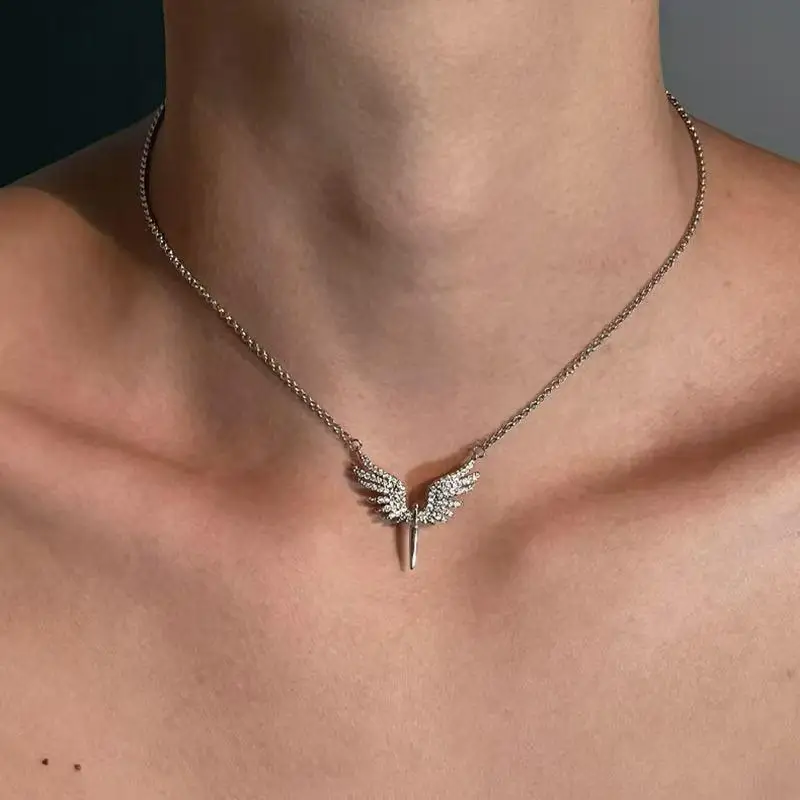 Minimalist Angel's Wings Pendant Necklace Creativity Clavicle Chain Male Female Couple Jewelry Decorative Accessories Gift