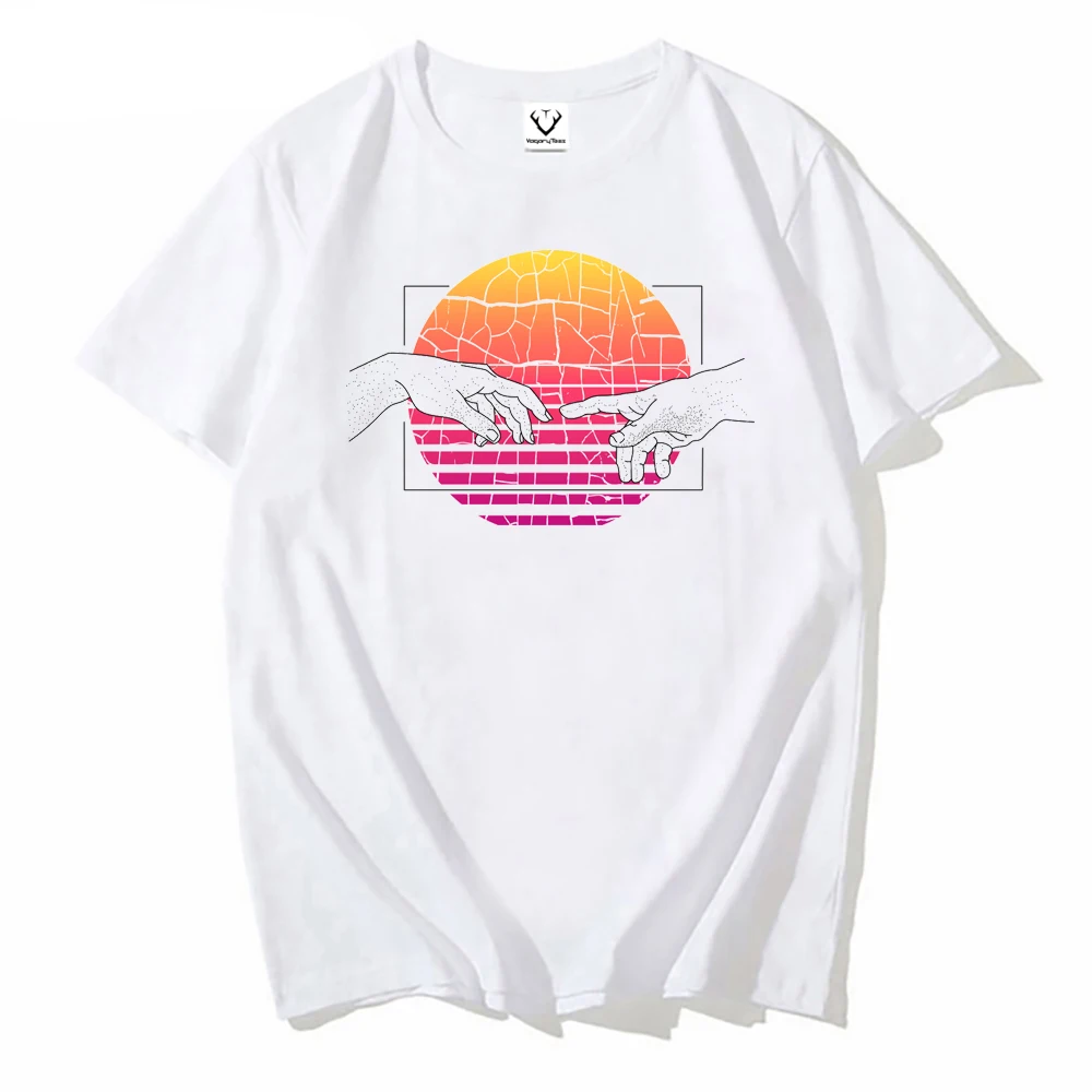 Summer Fashion New Creative Trend Pattern 80s Cyber Punk Retro Sunset Creation of Michelangelo print t shirts streetwear T-shirt