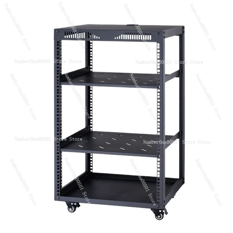 WL-115 Network Rack Cabinet - Mobile AV Equipment Stand for Stage KTV with Metal Amplifier Mount