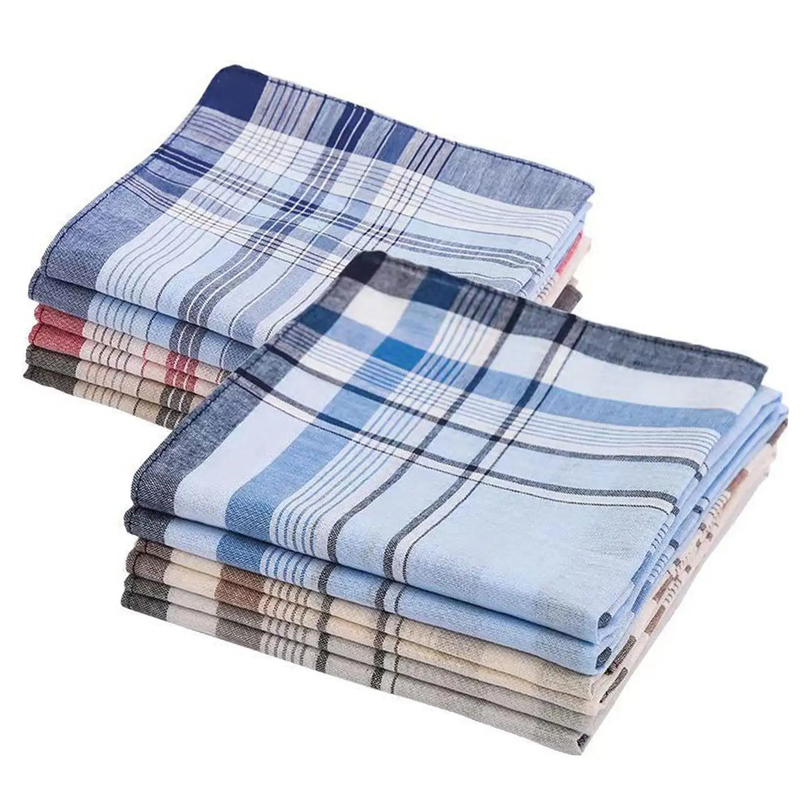 12x Cotton Men's Handkerchiefs 40x40cm Multifunction Assorted Color for Business