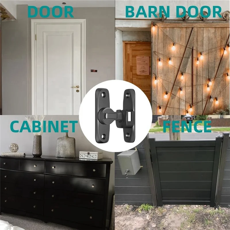 

B21B 90/180 Degree Angle Flip And Slide Barn Door Lock. Heavy Duty Zinc Alloy Anti-Theft Bolt. (Black)