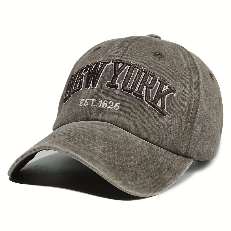Embroidered letter baseball cap for men and women, adjustable water washed retro duckbill cap, portable, breathable and cool