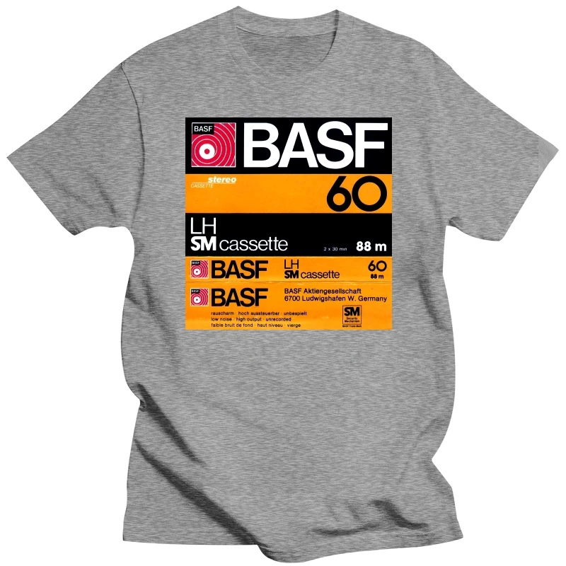 T-Shirt BASF Tape Cassettes Retro Vintage Audiophiles Unisex Heavy Cotton Tee