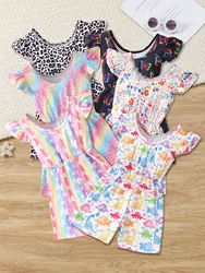 Girls' Summer Flying Sleeves Casual Printed jumpsuit