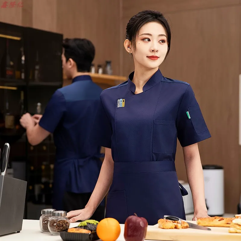夏薄型通気性メッシュ半袖シェフジャケットケータリングホテルレストラン食堂ペストリーパン屋作業服キッチン服