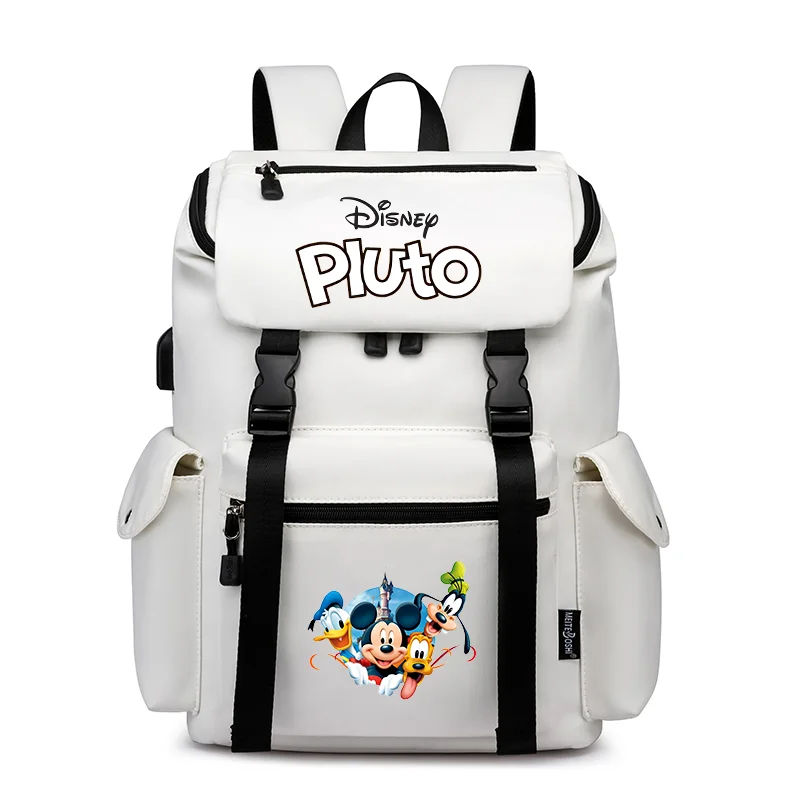 

Disney Pluto Mickey School Bag USB Charging Large Capacity Bookbags Teenager Women Men Waterproof Laptop Travel Daily Backpack