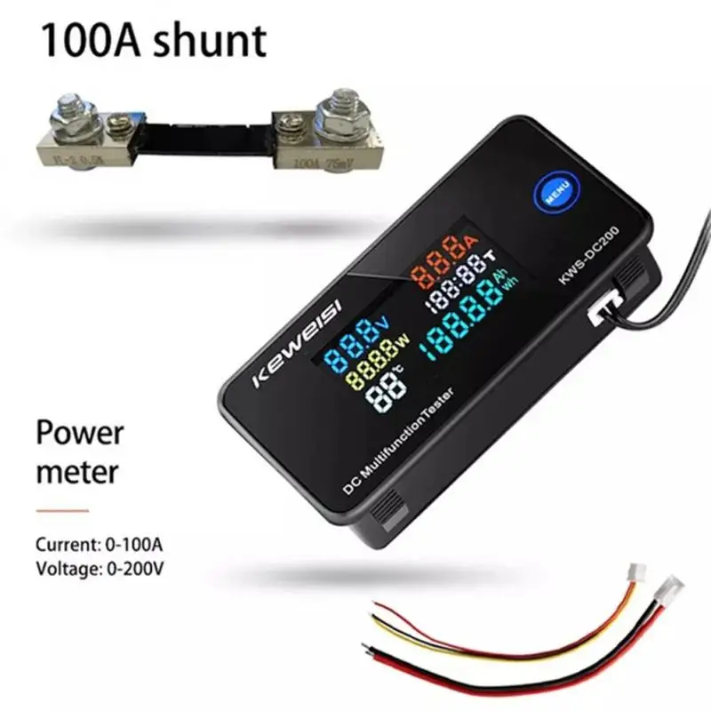 0-200V 50A 100A Voltmeter Ammeter Car Battery Tester Capacity Temperature electricity Meter monitor 12v 24v 48v 96v