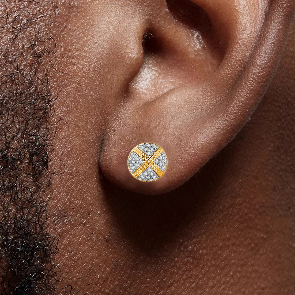 Hemispherical Style Chunky Cross Iced Out CZ Stud Earrings for Men Women Hip Hop Rock Piercing Ear Earings Punk Jewelry OHE160
