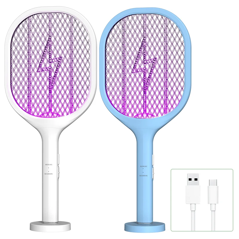 

(Factory)customized Rechargeable Electric Fly Bug Insect Mosquito Swatter Racket Killer Lamp Zappers Bat Foldable UV Light 2in1